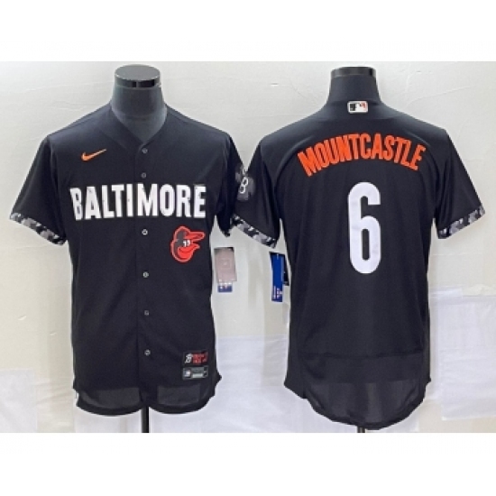 Men's Baltimore Orioles 6 Ryan Mountcastle Black 2023 City Connect Flex Base Stitched Jersey