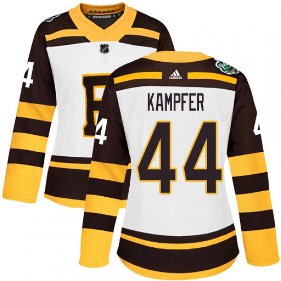 Women's Adidas Boston Bruins 44 Steven Kampfer Authentic White 2019 Winter Classic NHL Jersey