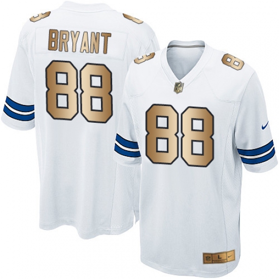 Youth Nike Dallas Cowboys 88 Dez Bryant Elite White/Gold NFL Jersey