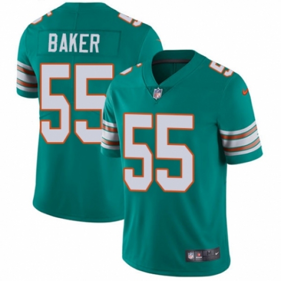 Men's Nike Miami Dolphins 55 Jerome Baker Aqua Green Alternate Vapor Untouchable Limited Player NFL Jersey