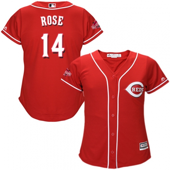 Women's Majestic Cincinnati Reds 14 Pete Rose Authentic Red Alternate Cool Base MLB Jersey