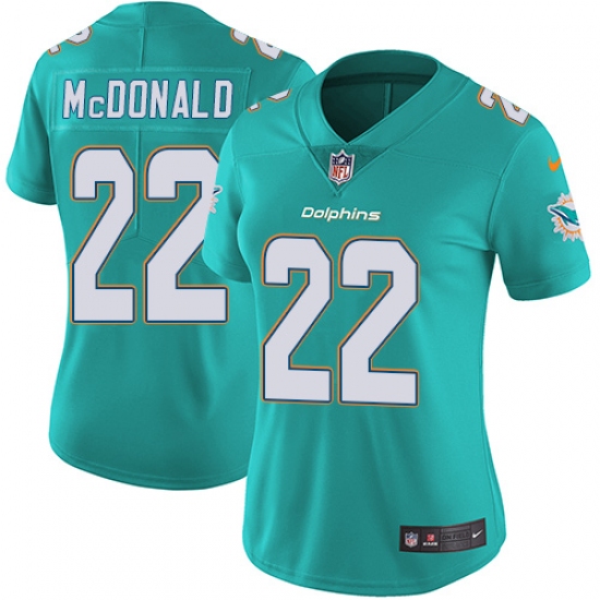 Women's Nike Miami Dolphins 22 T.J. McDonald Elite Aqua Green Team Color NFL Jersey