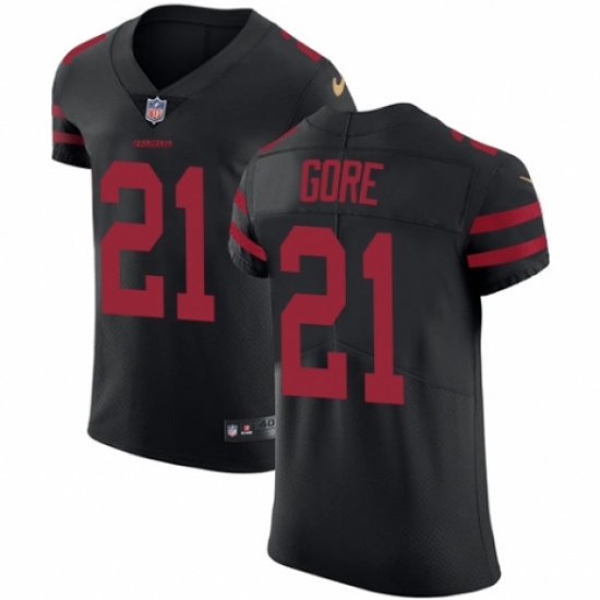 Men's Nike San Francisco 49ers 21 Frank Gore Black Alternate Vapor Untouchable Elite Player NFL Jersey