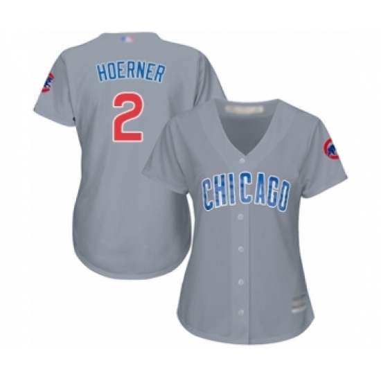 Women's Chicago Cubs 2 Nico Hoerner Authentic Grey Road Cool Base Baseball Player Jersey