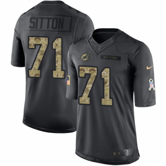 Youth Nike Miami Dolphins 71 Josh Sitton Limited Black 2016 Salute to Service NFL Jersey