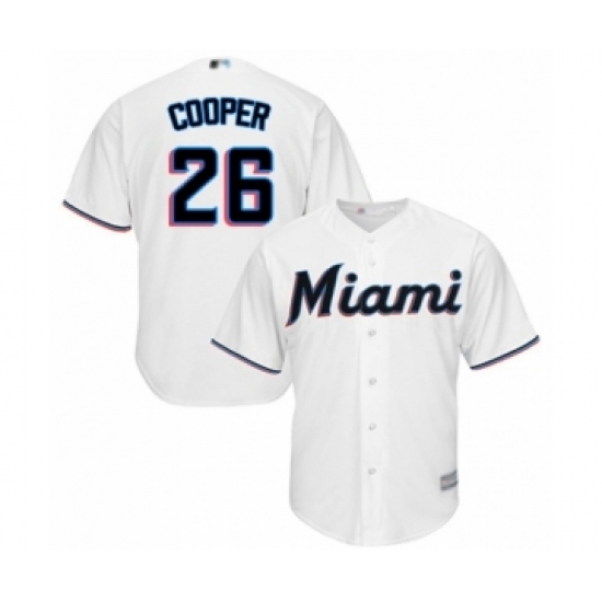 Youth Miami Marlins 26 Garrett Cooper Authentic White Home Cool Base Baseball Player Jersey