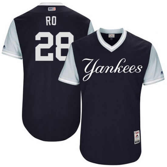 Men's Majestic New York Yankees 28 Austin Romine "Ro" Authentic Navy Blue 2017 Players Weekend MLB Jersey