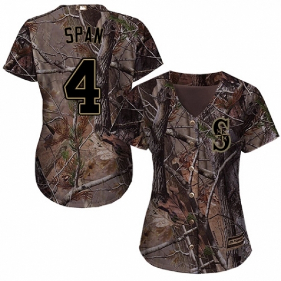 Women's Majestic Seattle Mariners 4 Denard Span Authentic Camo Realtree Collection Flex Base MLB Jersey