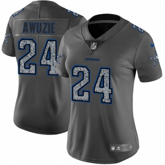 Women's Nike Dallas Cowboys 24 Chidobe Awuzie Gray Static Vapor Untouchable Limited NFL Jersey