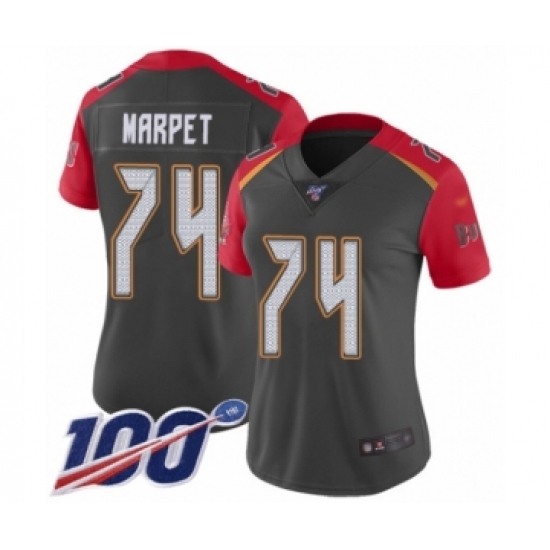 Women's Tampa Bay Buccaneers 74 Ali Marpet Limited Gray Inverted Legend 100th Season Football Jersey