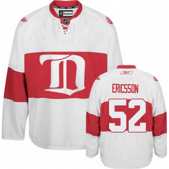 Men's Reebok Detroit Red Wings 52 Jonathan Ericsson Authentic White Third NHL Jersey