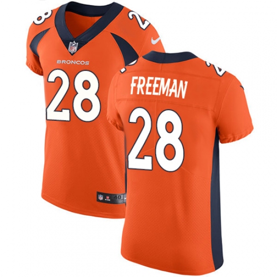 Men's Nike Denver Broncos 28 Royce Freeman Orange Team Color Vapor Untouchable Elite Player NFL Jersey