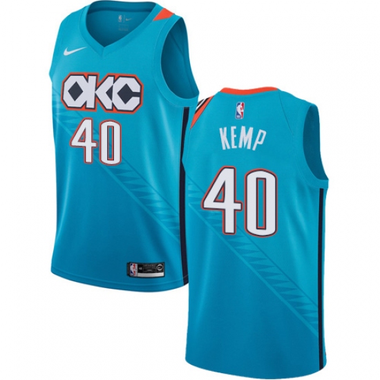 Women's Nike Oklahoma City Thunder 40 Shawn Kemp Swingman Turquoise NBA Jersey - City Edition