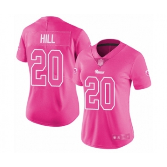 Women's Los Angeles Rams 20 Troy Hill Limited Pink Rush Fashion Football Jersey