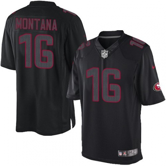 Youth Nike San Francisco 49ers 16 Joe Montana Limited Black Impact NFL Jersey