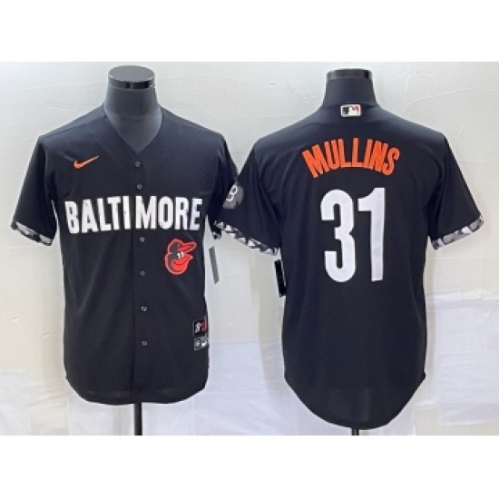 Men's Baltimore Orioles 31 Cedric Mullins Black 2023 City Connect Cool Base Stitched Jersey