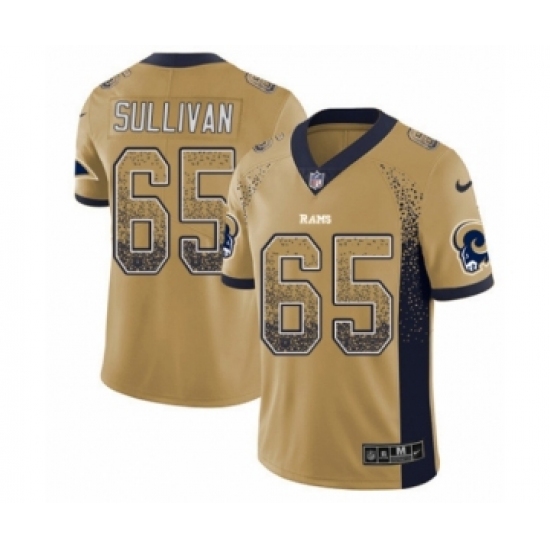 Men's Nike Los Angeles Rams 65 John Sullivan Limited Gold Rush Drift Fashion NFL Jersey