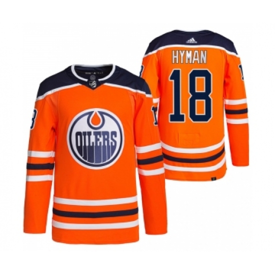 Men's Edmonton Oilers 18 Zach Hyman Orange Stitched Jersey