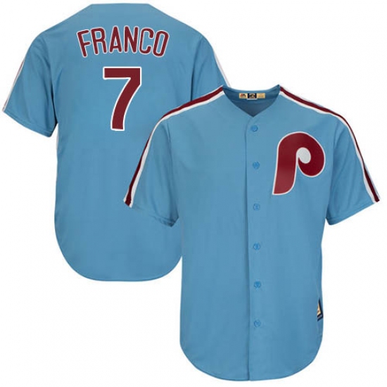 Men's Majestic Philadelphia Phillies 7 Maikel Franco Replica Light Blue Cooperstown MLB Jersey