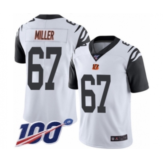Men's Cincinnati Bengals 67 John Miller Limited White Rush Vapor Untouchable 100th Season Football Jersey
