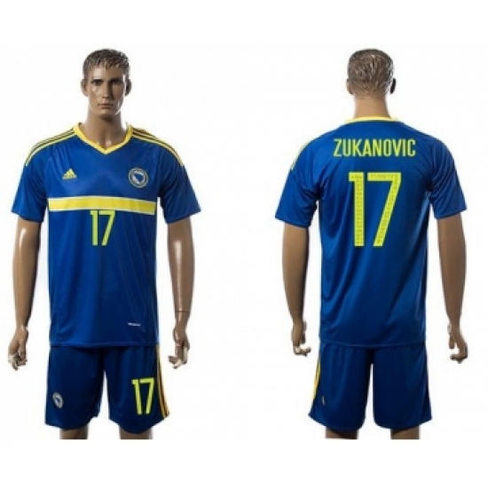 Bosnia Herzegovina 17 Zukanovic Home Soccer Country Jersey