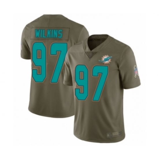 Men's Miami Dolphins 97 Christian Wilkins Limited Olive 2017 Salute to Service Football Jersey