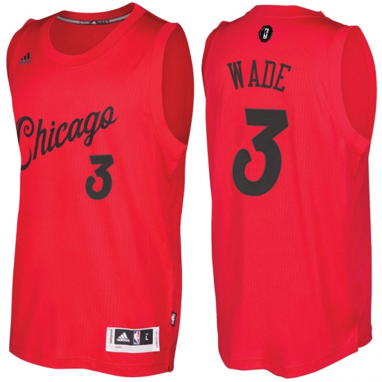 Men's Chicago Bulls 3 Dwyane Wade adidas Red 2016-2017 Christmas Day NBA Swingman Jersey