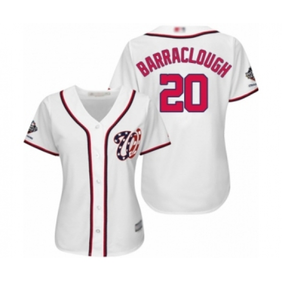 Women's Washington Nationals 20 Kyle Barraclough Authentic White Home Cool Base 2019 World Series Champions Baseball Jersey