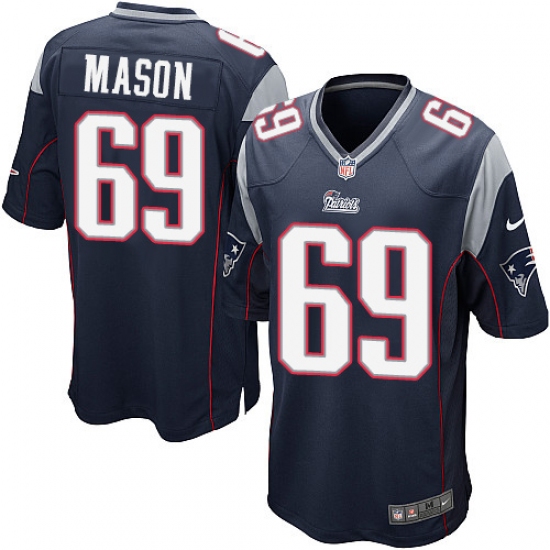 Men's Nike New England Patriots 69 Shaq Mason Game Navy Blue Team Color NFL Jersey