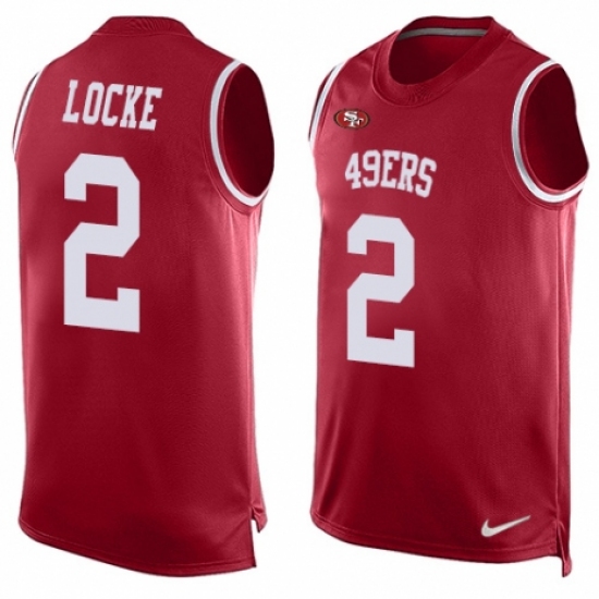 Men's Nike San Francisco 49ers 2 Jeff Locke Limited Red Player Name & Number Tank Top NFL Jersey