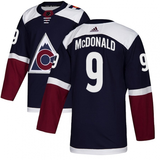 Men's Adidas Colorado Avalanche 9 Lanny McDonald Authentic Navy Blue Alternate NHL Jersey