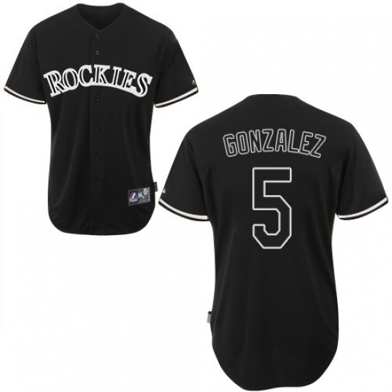 Men's Majestic Colorado Rockies 5 Carlos Gonzalez Replica Black Fashion MLB Jersey