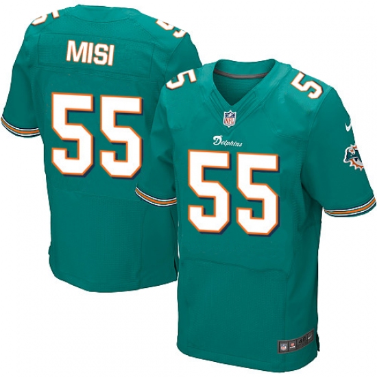 Men's Nike Miami Dolphins 55 Koa Misi Elite Aqua Green Team Color NFL Jersey