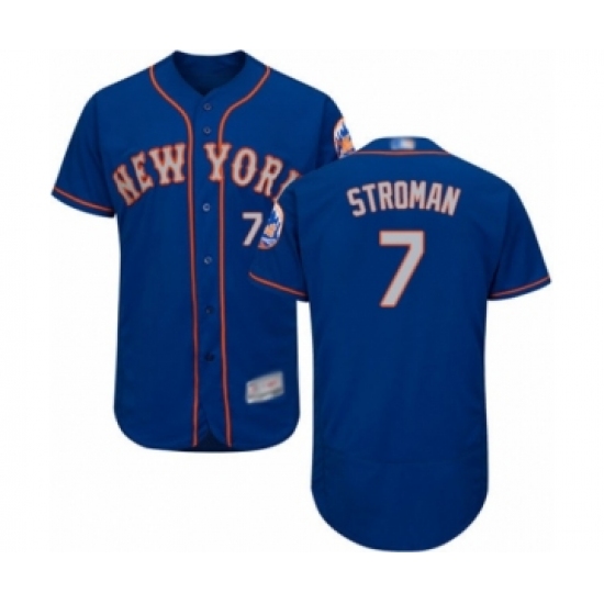 Men's New York Mets 7 Marcus Stroman Royal Gray Alternate Flex Base Authentic Collection Baseball Jersey