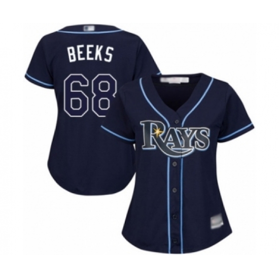 Women's Tampa Bay Rays 68 Jalen Beeks Authentic Navy Blue Alternate Cool Base Baseball Player Jersey