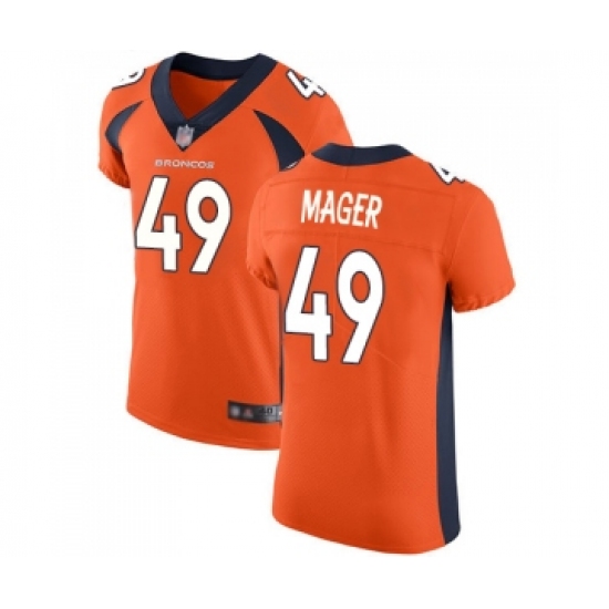 Men's Denver Broncos 49 Craig Mager Orange Team Color Vapor Untouchable Elite Player Football Jersey