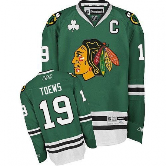 Youth Reebok Chicago Blackhawks 19 Jonathan Toews Premier Green NHL Jersey