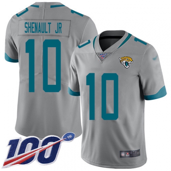 Men's Jacksonville Jaguars 10 Laviska Shenault Jr. Silver Stitched Limited Inverted Legend 100th Season Jersey