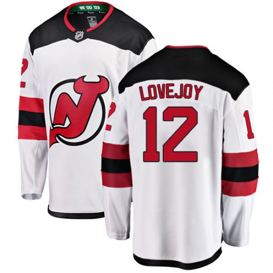 Men's New Jersey Devils 12 Ben Lovejoy Fanatics Branded White Away Breakaway NHL Jersey