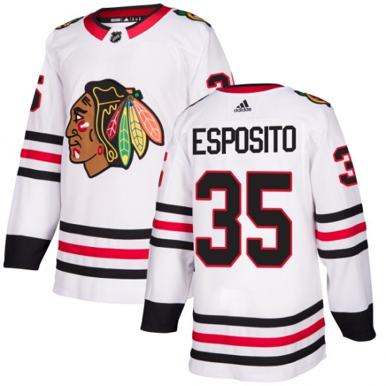 Youth Adidas Chicago Blackhawks 35 Tony Esposito Authentic White Away NHL Jersey