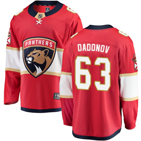 Youth Florida Panthers 63 Evgenii Dadonov Fanatics Branded Red Home Breakaway NHL Jersey