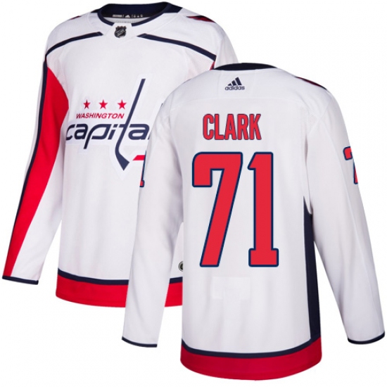 Men's Adidas Washington Capitals 71 Kody Clark Authentic White Away NHL Jersey