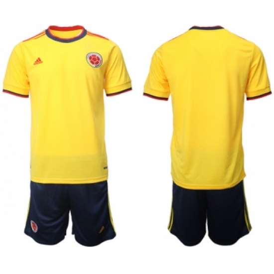 Men's Colombia Blank Yellow Home Soccer Jersey Suit