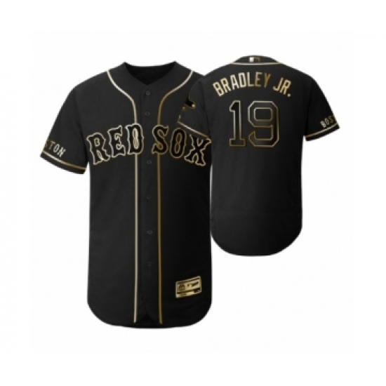 Men 2019 Golden Edition Boston Red Sox Black 19 Jackie Bradley Jr. Flex Base Jersey