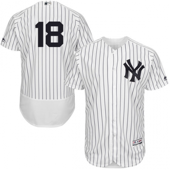 Men's Majestic New York Yankees 18 Don Larsen White Home Flex Base Authentic Collection MLB Jersey