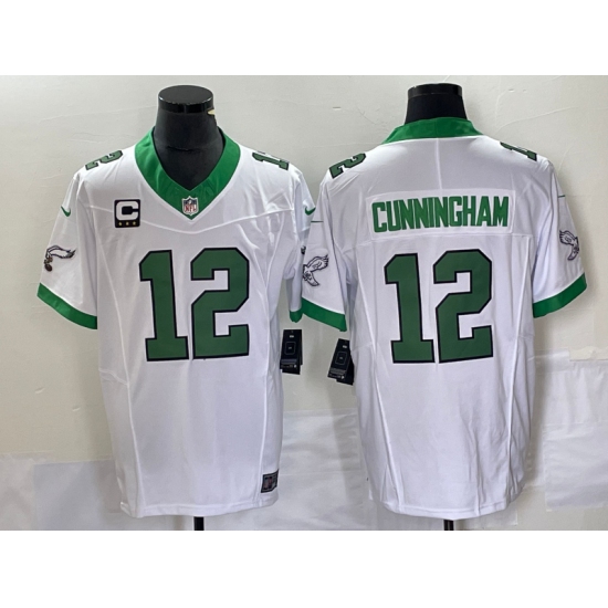 Men's Nike Philadelphia Eagles 12 Randall Cunningham White 2023 F.U.S.E. Vapor Untouchable C Stitched Football Jersey