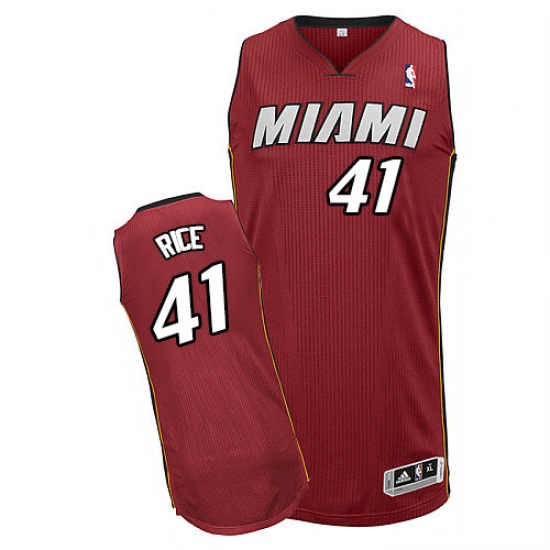 Men's Adidas Miami Heat 41 Glen Rice Authentic Red Alternate NBA Jersey
