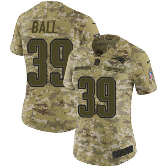 Women's Nike New England Patriots 39 Montee Ball Limited Camo 2018 Salute to Service NFL Jersey