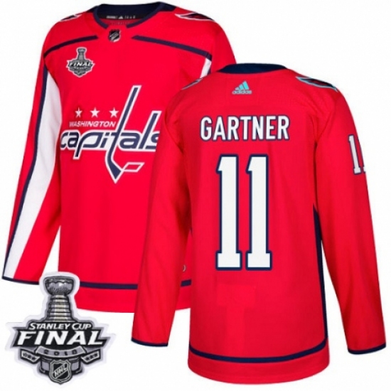 Youth Adidas Washington Capitals 11 Mike Gartner Authentic Red Home 2018 Stanley Cup Final NHL Jersey