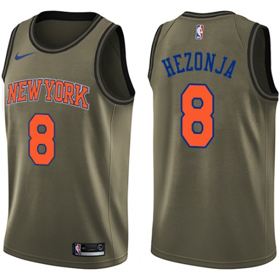 Men's Nike New York Knicks 8 Mario Hezonja Swingman Green Salute to Service NBA Jersey